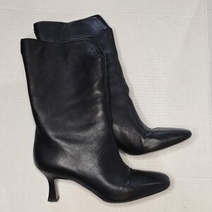 Sam Edelman Lolita Black Square Toe Flare Heel Boots Women's Size 7